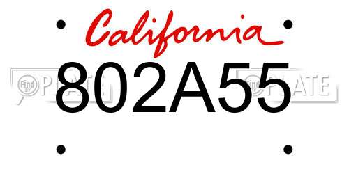 802A55 California License Plate