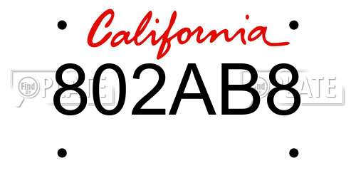 802AB8 California License Plate
