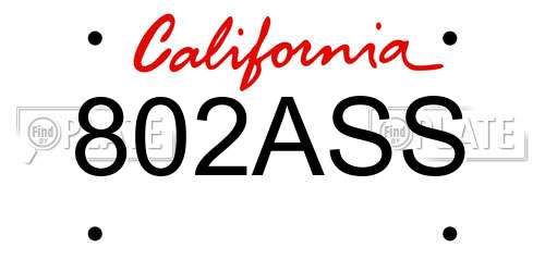802ASS California License Plate