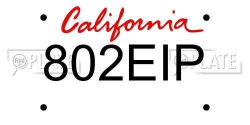 802EIP California License Plate