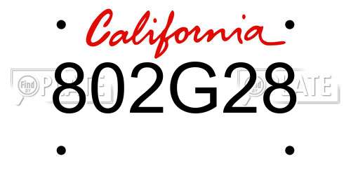 802G28 California License Plate
