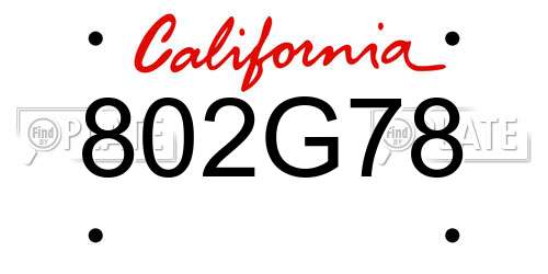 802G78 California License Plate
