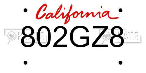 802GZ8 California License Plate