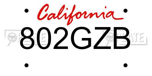 802GZB California License Plate