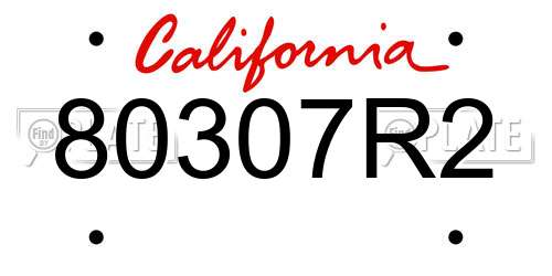 80307R2 California License Plate