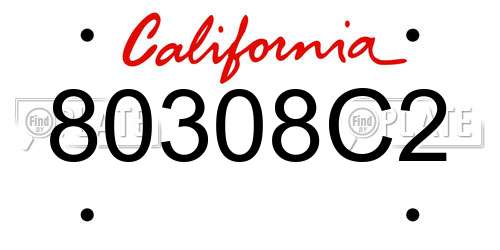 80308C2 California License Plate