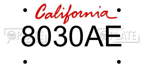8030AE California License Plate