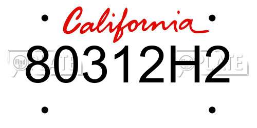 80312H2 California License Plate