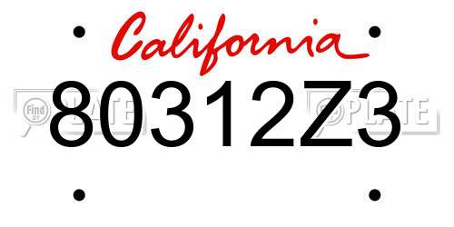 80312Z3 California License Plate