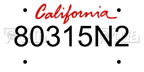 80315N2 California License Plate