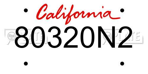 80320N2 California License Plate