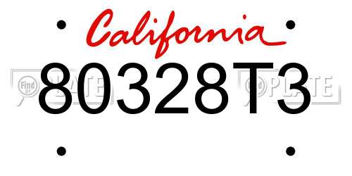 80328T3 California License Plate