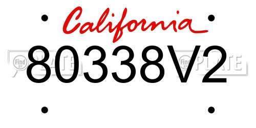 80338V2 California License Plate