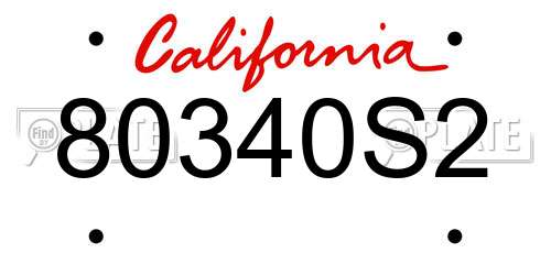 80340S2 California License Plate