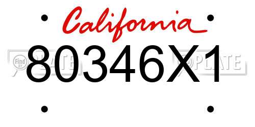 80346X1 California License Plate