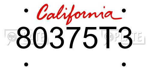 80375T3 California License Plate
