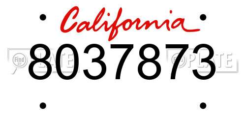 8037873 California License Plate
