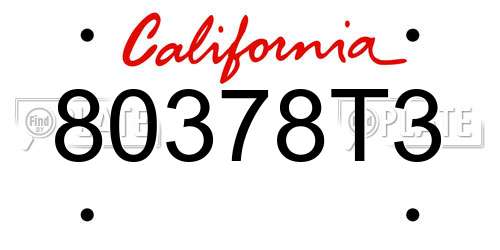 80378T3 California License Plate