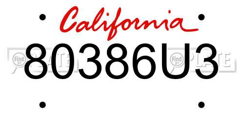 80386U3 California License Plate