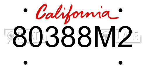 80388M2 California License Plate