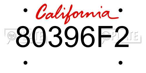 80396F2 California License Plate