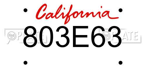 803E63 California License Plate