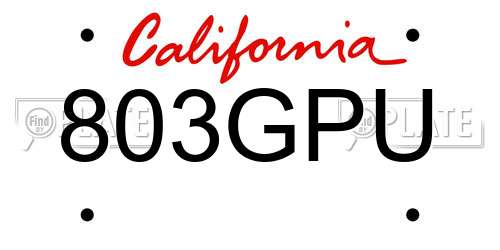 803GPU California License Plate
