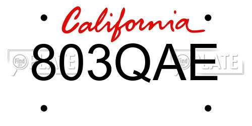 803QAE California License Plate