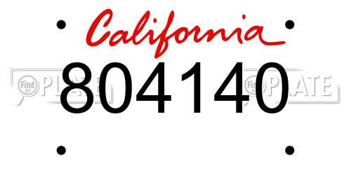 804140 California License Plate