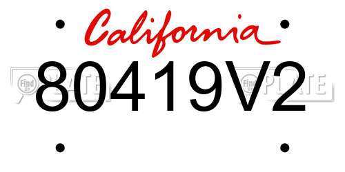 80419V2 California License Plate
