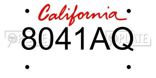 8041AQ California License Plate