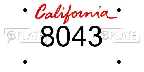 8043 California License Plate