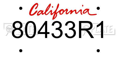 80433R1 California License Plate