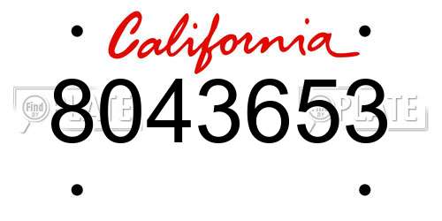 8043653 California License Plate
