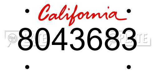 8043683 California License Plate