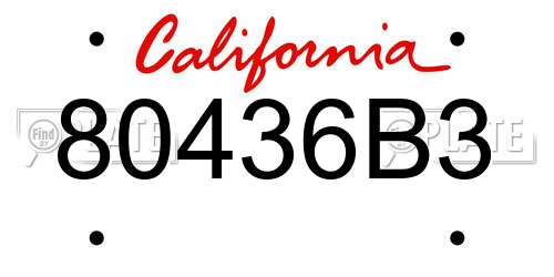 80436B3 California License Plate