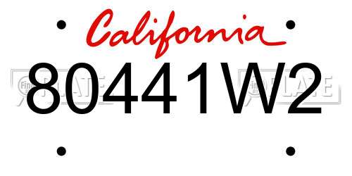 80441W2 California License Plate