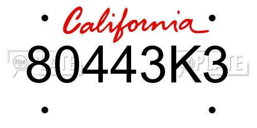 80443K3 California License Plate