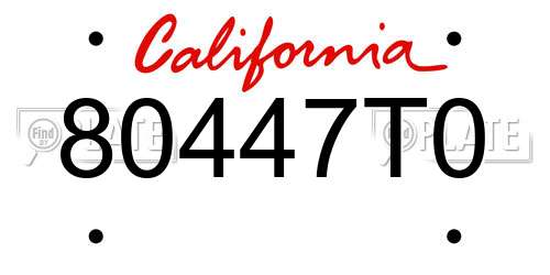 80447T0 California License Plate