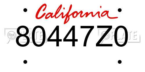 80447Z0 California License Plate