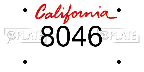 8046 California License Plate
