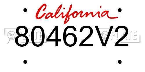 80462V2 California License Plate