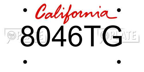 8046TG California License Plate
