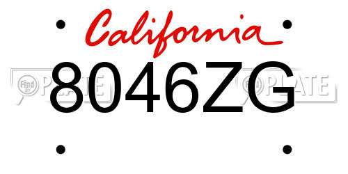 8046ZG California License Plate