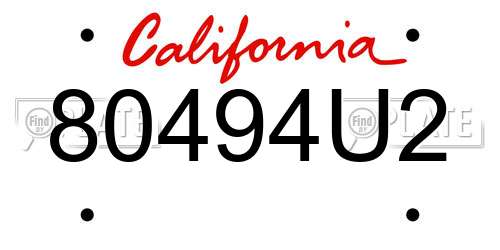 80494U2 California License Plate