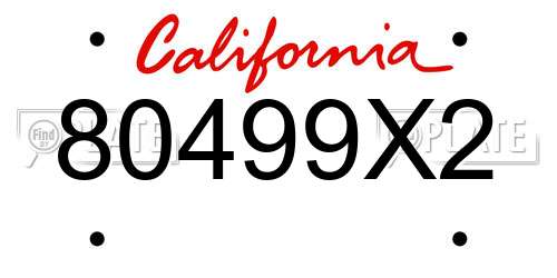 80499X2 California License Plate