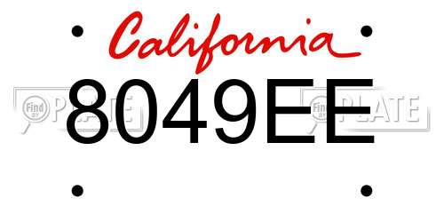 8049EE California License Plate