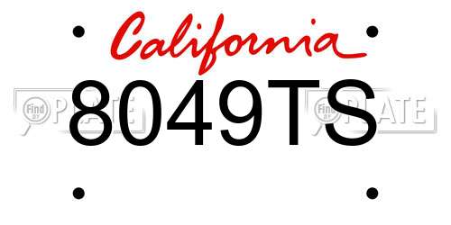 8049TS California License Plate