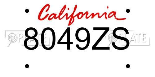 8049ZS California License Plate