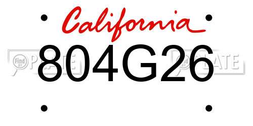 804G26 California License Plate